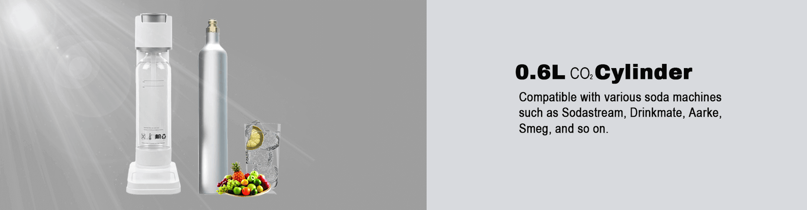 Discover the 425g 0.6l CO2 cylinder for sparkling water from VS Cylinder. High-quality, certified, and perfect for your sparkling water machine.